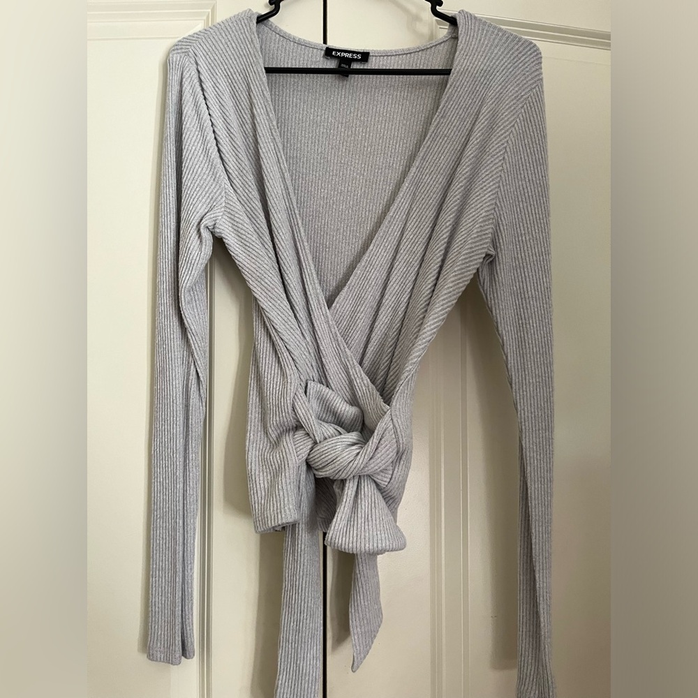 gray long sleeve top by express, size: M
